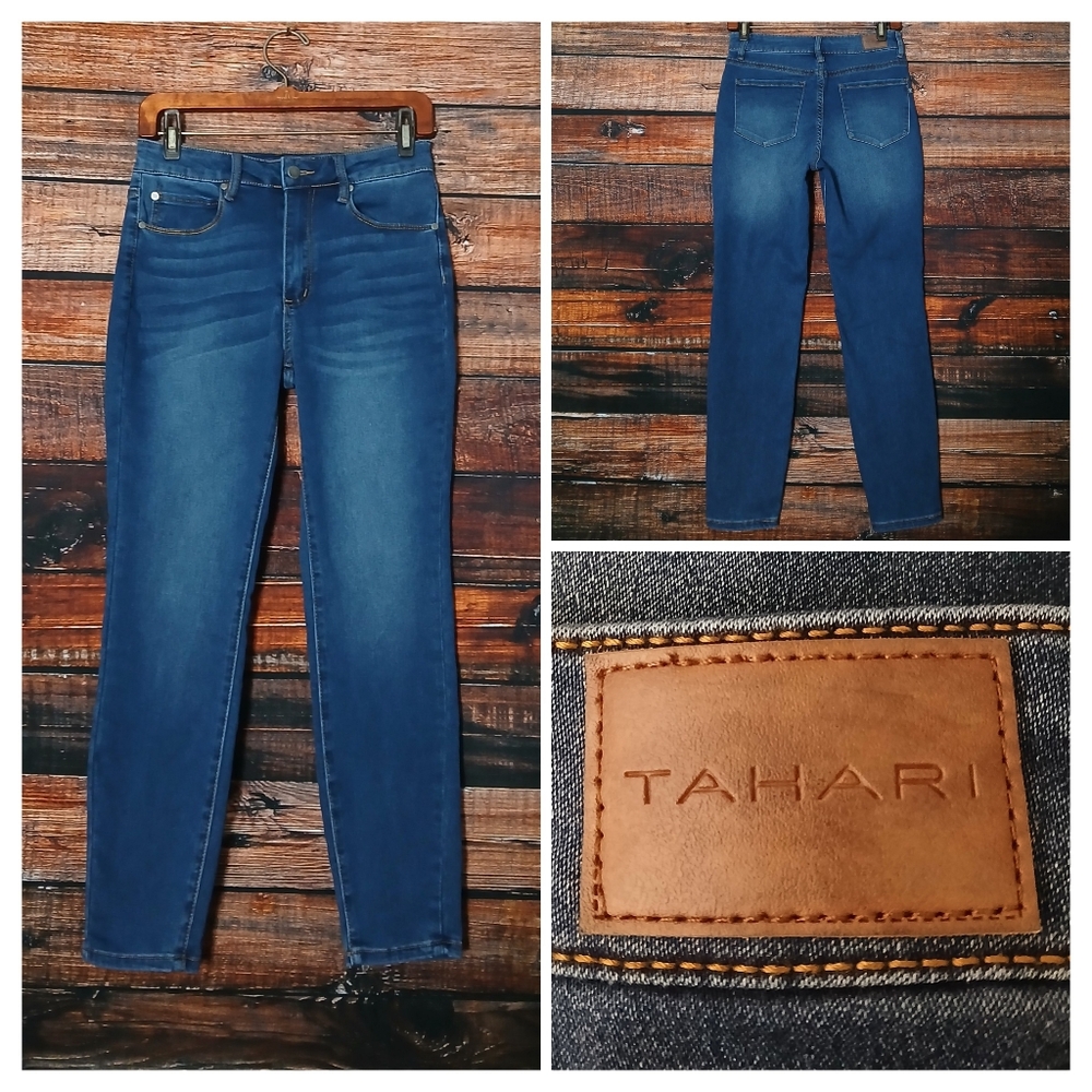 Tahari Jeans 6 28 Skinny Ankle High Rise Blue Denim Stretch